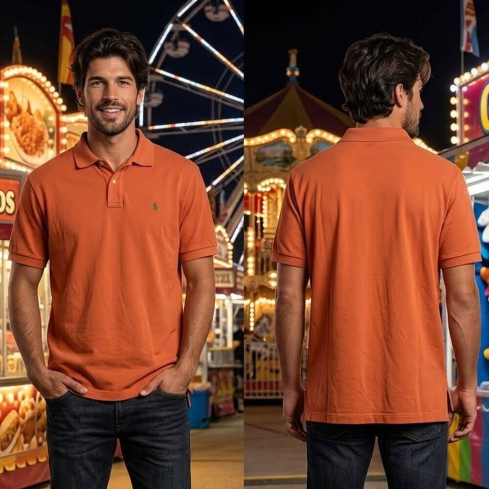Polo Ralph Lauren Vintage Shirt Mens XL Orange Short Sleeve 48 Chest Polo